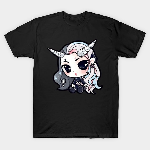 Fantasy demon with horns and cool hair T-Shirt by The-Dark-King